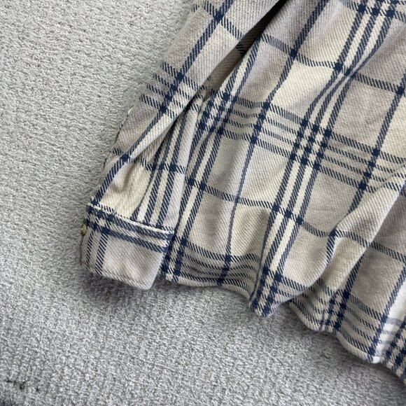 DJAB Simons Button Up Heavy Camp Overshirt Men Sz L Off-White / Blue Plaid Y2K - Picture 12 of 13